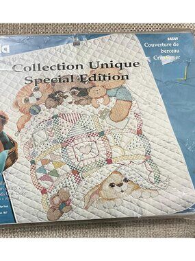 Bucilla 64549 Cuddly Friends Baby Crib Cover Teddy Bear Raccoon Mouse Cat